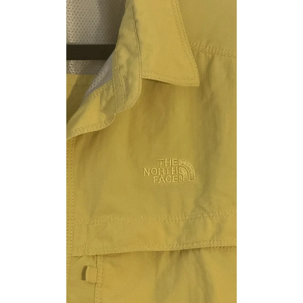 ⛰️The North Face Men's Short Sleeve Plaid Button Up Yellow Size LARGE Hiking